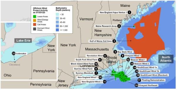 Offshore wind projects in US North Atlantic