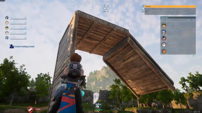 Putting stairs on the back of a building, getting ready to place them in Palworld.