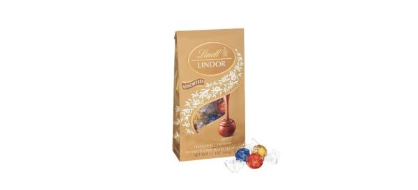 gold-colored bag of Lindor Lindt assorted Chocolate Truffles