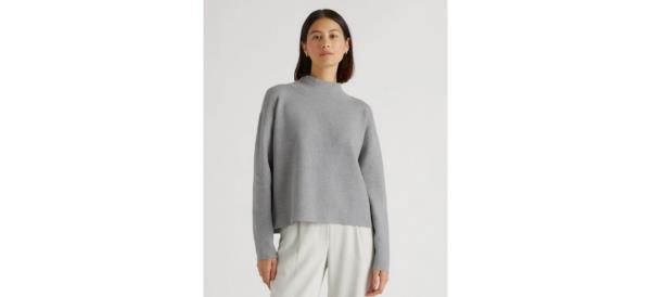 Quince Eco-Knit Milano Stitch Mock Neck Pullover