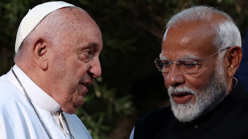 Prime Minister Narendra Modi with the Italian Prime Minister Giorgia Meloni during a bilateral meeting on the sidelines of the G7 summit, in Apulia, Italy.