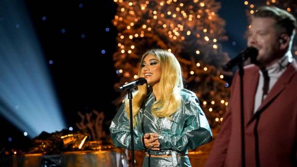 Kirstin Maldo<em></em>nado and Pentato<em></em>nix perform for Christmas 2020 at Rockefeller Center in New York.
