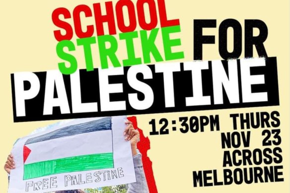 Free Palestine Melbourne’s social media post a<em></em>bout a student strike for Palestine planned for Thursday.