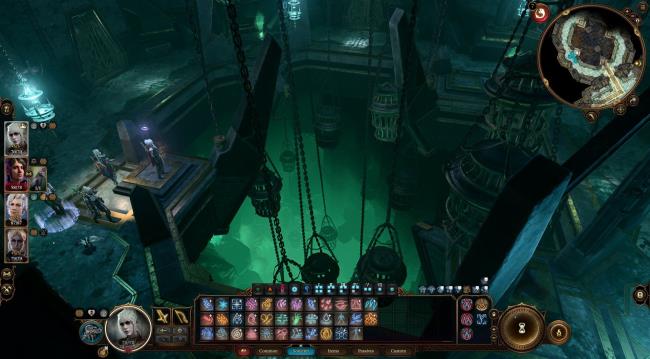 Player stands in heart of Szarr Palace Second Dungeon filled with hanging cages in Baldur's Gate 3