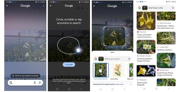 Circle to search feature on Samsung Galaxy S24 Ultra. 